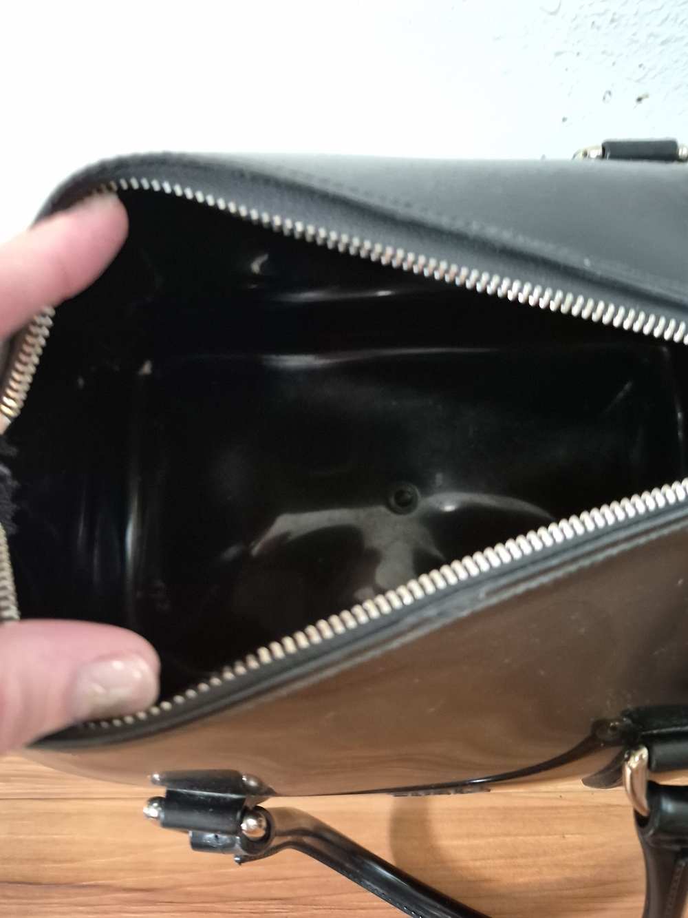 Furla Candy Glossy Black Handbag with Top Handles - Picture 3 of 12